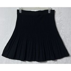 CAbi Women's Black Pleated Knit Skirt Size M Knee Length Casual